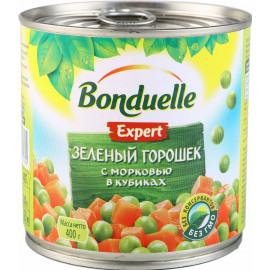 Горошек зеленый Bonduelle с морковью в кубиках, 400 г.
