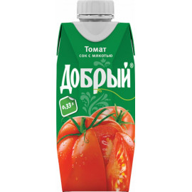Сок «Добрый» томатный, с солью и мякотью, 0.33 л.