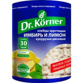 Хлебцы хрустящие «Dr.Korner» кукурузно-рисовые имбирь и лимон 90 г.