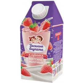 Веселые внучата Коктейль молочный со вкусом клубники стерилизованный 0.005 530 г. 4810223029261