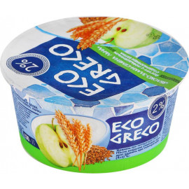 Йогурт «Eco greco» яблоко-злаки-семена льна, 2%, 130 г.