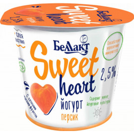 Йогурт «Sweet heart» персик, 2.5%, 150 г.