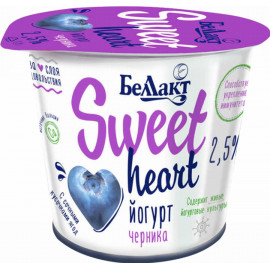 Йогурт двухслойный «Sweet heart» черника, 2.5%, 150 г.