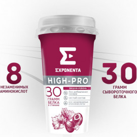 Напиток кисломолочный «Exponenta» High-pro вишня-ревень, 250 г.