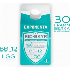 Напиток кисломолочный «Exponenta» Bio-Skyr 3 в 1, обезжиренный, 500 г.