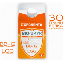Напиток кисломолочный «Exponenta» Bio-Skyr 3 в 1, персик-абрикос, 500 г.