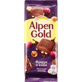Шоколад «Alpen Gold» фундук и изюм, 85 г.