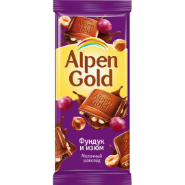 Шоколад «Alpen Gold» фундук и изюм, 90 г.