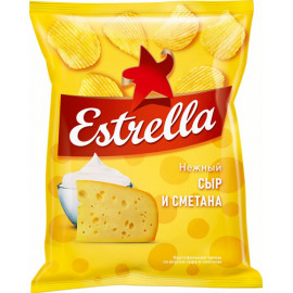 Чипсы рифленые «Estrella» со вкусом сметаны и сыра, 125 г.