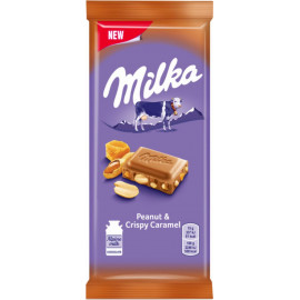 Шоколад молочный «Milka» peanut & crispy caramel, 90 г.