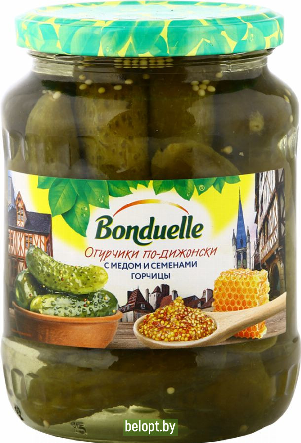 Огурчики по-дижонски «Bonduelle» с медом и семенами горчицы, 720 мл.
