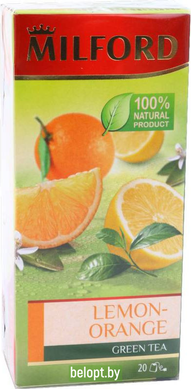 Чай зеленый «Milford» лимон-апельсин, 20 пакетиков.