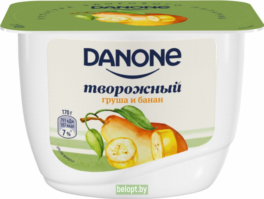 Продукт творожный «Danone» с грушей и бананом 3.6%, 170 г.