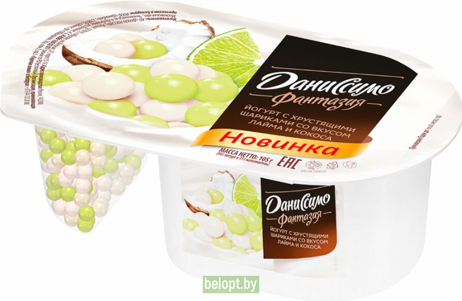 Йогурт «Даниссимо Фантазия» со вкусом кокоса и лайма, 6.9 %, 105 г.