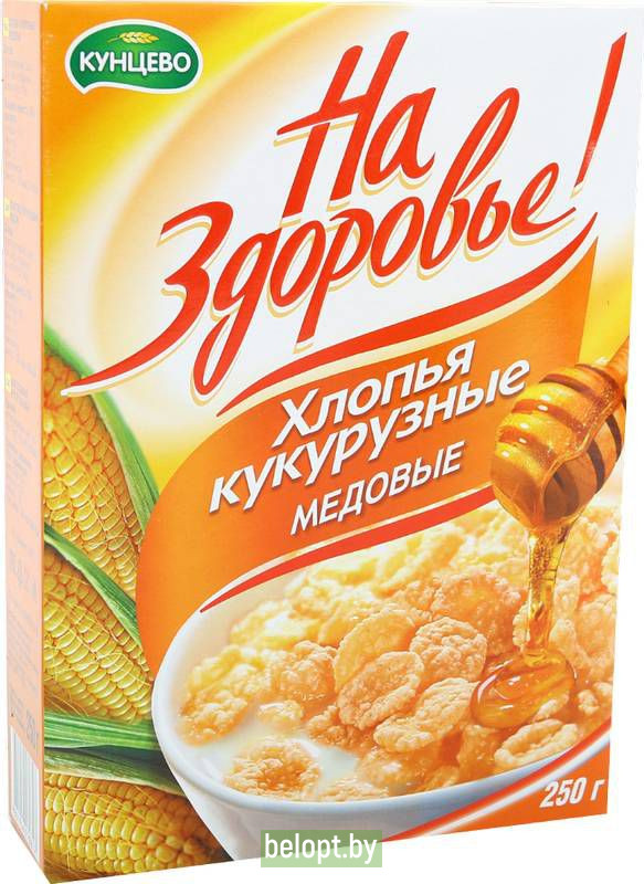 Хлопья кукурузные «На Здоровье» медовые, 250 г.