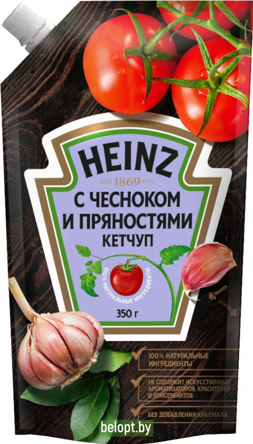 Кетчуп «Heinz» с чесноком и пряностями, 350 г.