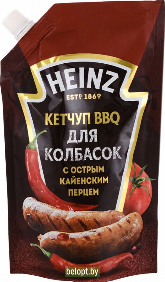 Кетчуп BBQ для колбасок «Heinz» с острым кайенским перцем, 350 г.