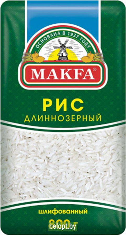 Рис «Макфа» шлифованный длиннозерный, 800 г.