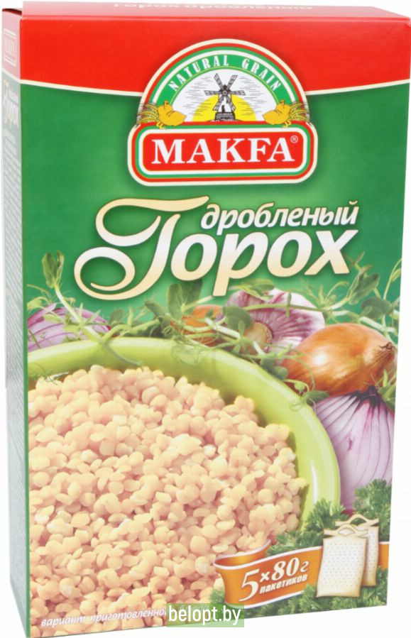 Горох дробленный «Makfa» в специальных пакетиках для варки, 400 г.