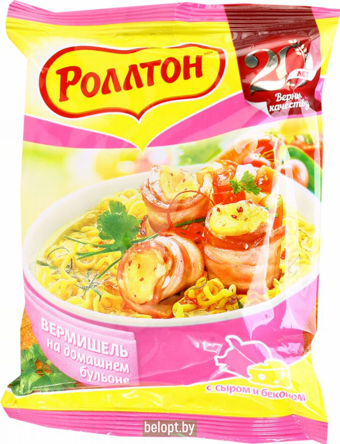 Вермишель «Роллтон» со вкусом сыра и бекона 60 г.