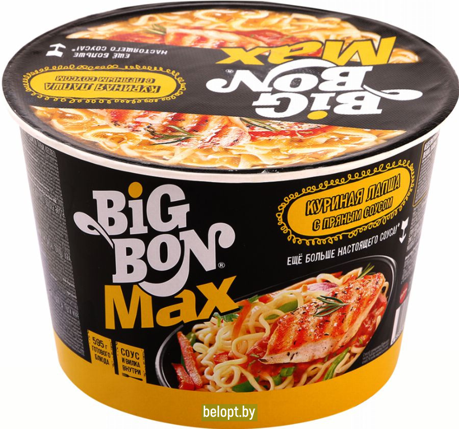 Лапша «Big Bon» MAX соус с курицей, 95 г.