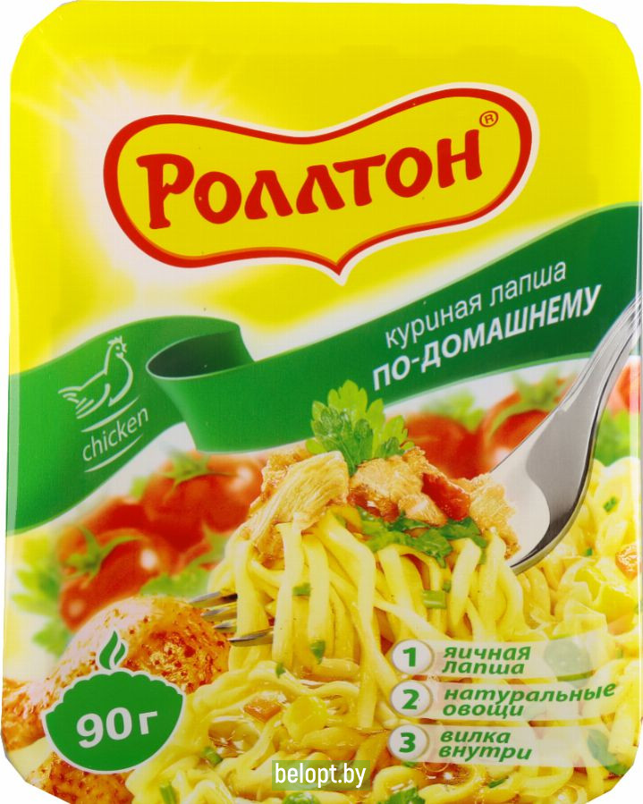 Лапша быстрого приготовления «Роллтон» , куриная, по-домашнему, 90 г.