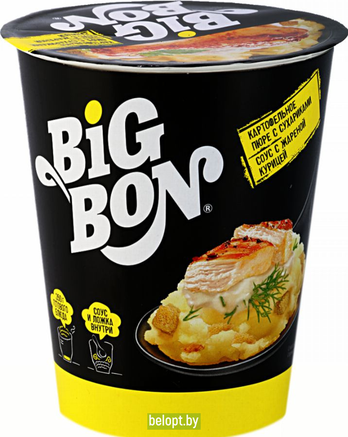 Пюре картофельное «Big Bon» и соусом с жареной курицей, 60 г.