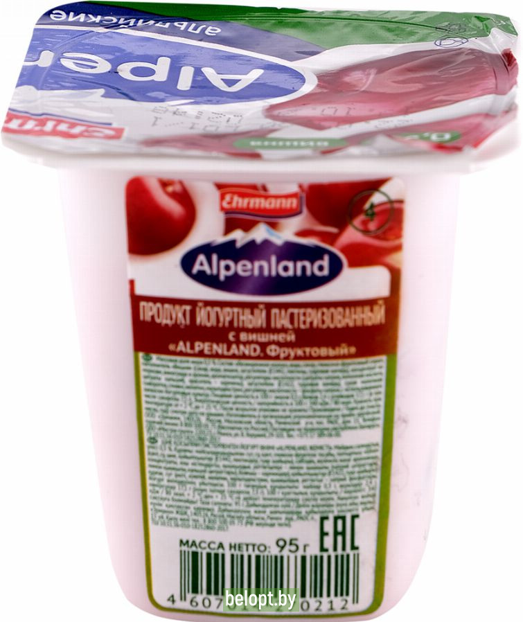 Продукт йогуртный «Аlpenland. Вишня, нектарин, апельсин» 0,3 %, 95 г.