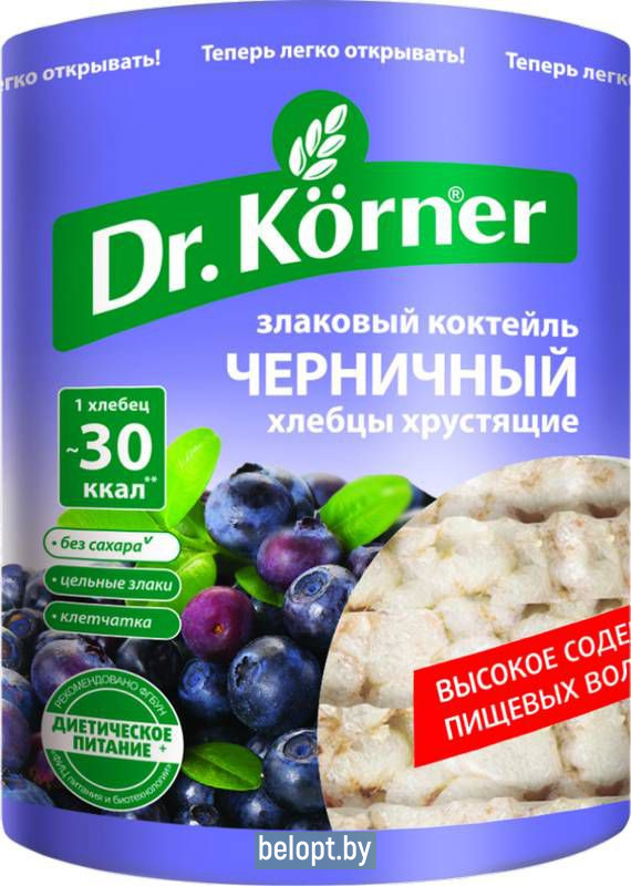 Хлебцы хрустящие «Dr. Korner» Злаковый коктейль черничный, 100 г.