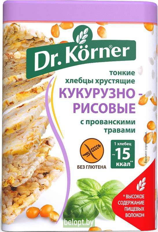 Хлебцы «Dr. Korner» Кукурузно-рисовые с прованскими травами, 100 г.