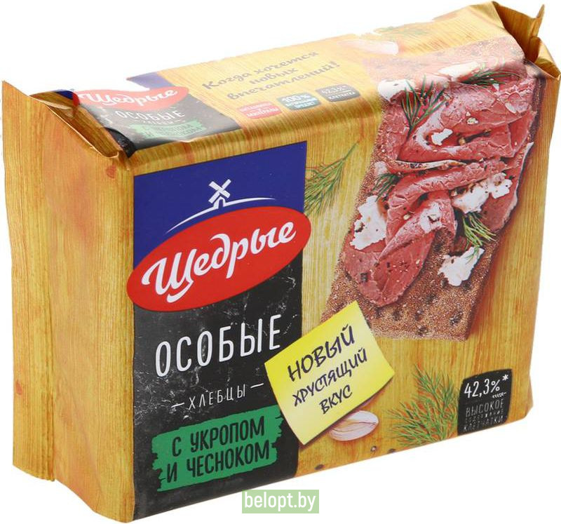 Хлебцы особые «Щедрые» с укропом и чесноком, 200 г.