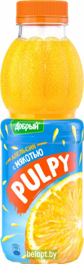 Напиток сокосодержащий «Pulpy» из апельсина с мякотью, 450 мл.