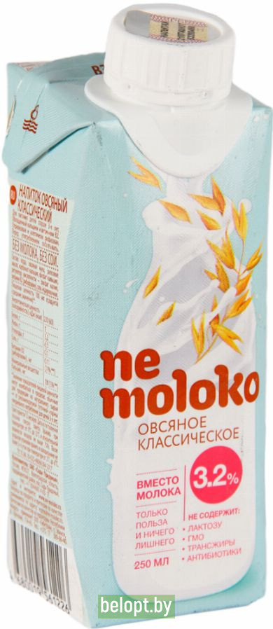 Напиток «Ne moloko» овсяный, классический, 3.2%, 250 мл.