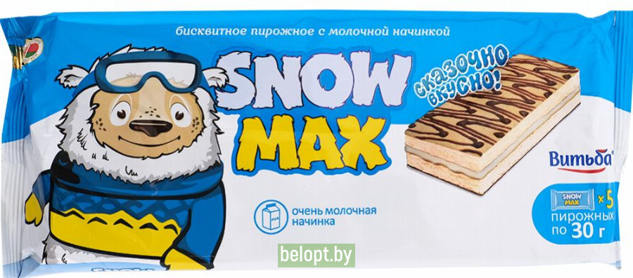 Бисквитное пирожное «Snow max» с молочной начинкой, 150 г.