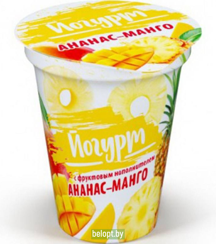 Йогурт легкий «Бабушкина крынка» ананас-манго 2%, 310 г.