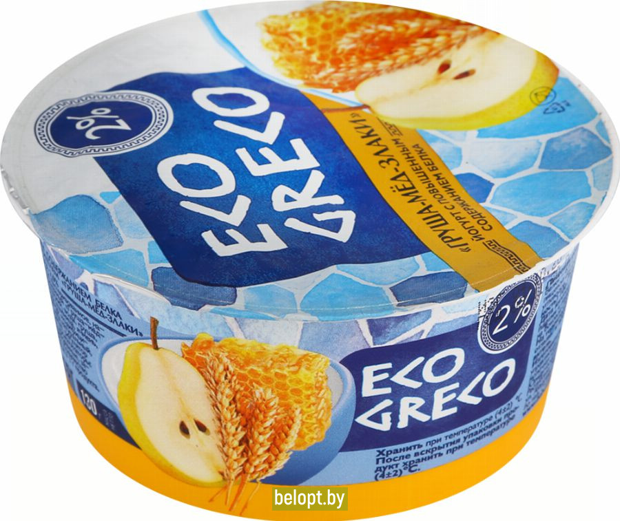 Йогурт «Eco greco» груша-мед-злаки, 2%, 130 г.