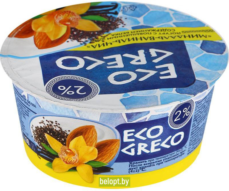Йогурт «Eco greco» миндаль-ваниль-чиа, 2%, 130 г.