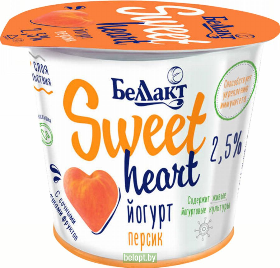 Йогурт «Sweet heart» персик, 2.5%, 150 г.