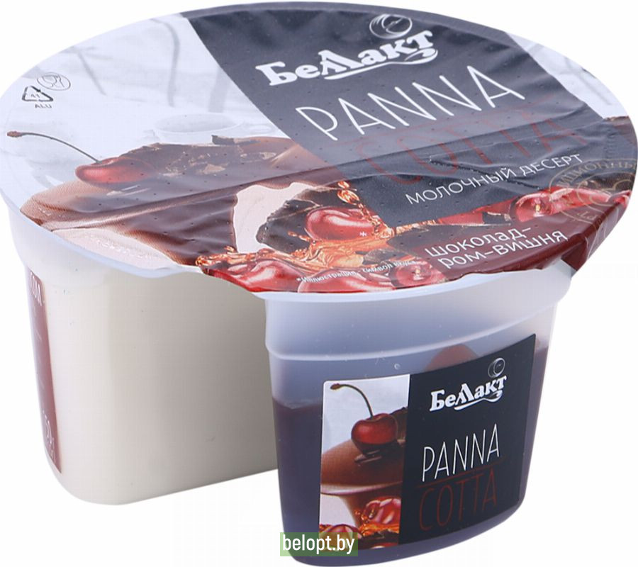 Десерт молочный «Panna Cotta» со вкусом шоколад-ром-вишня, 8%, 150 г.
