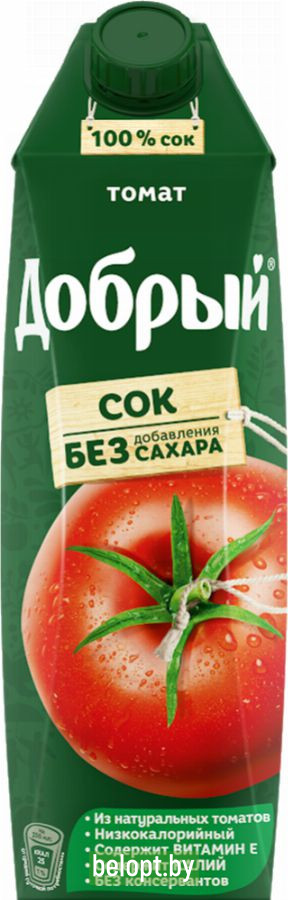 Сок «Добрый» томатный, с солью и мякотью, 1 л.