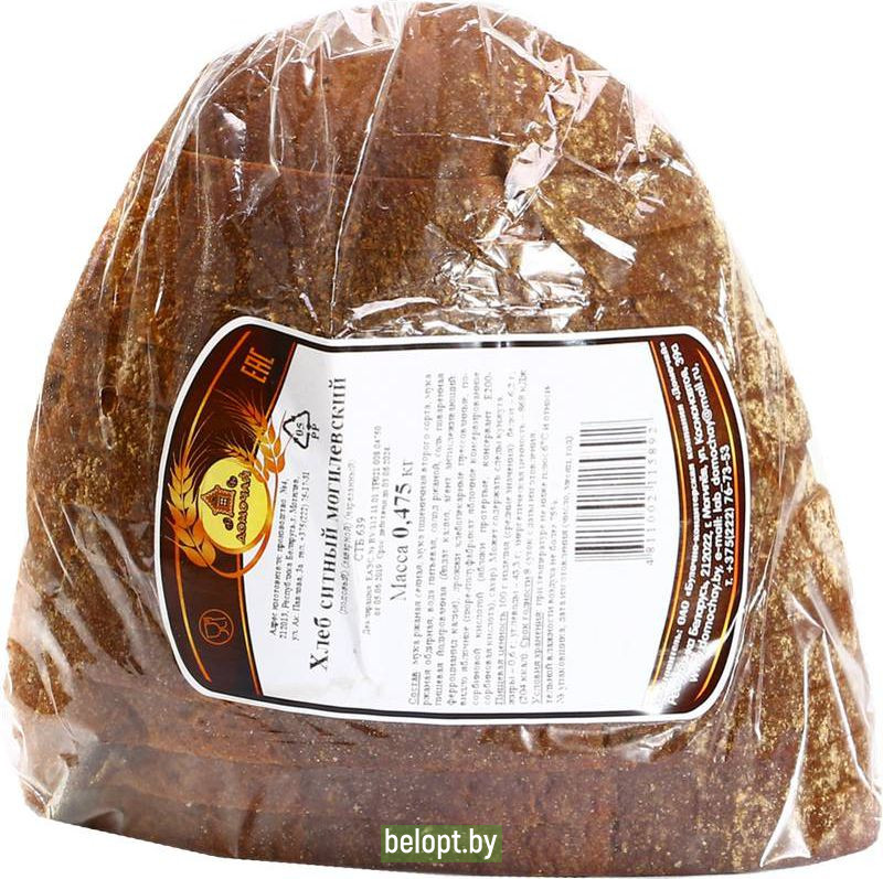 Хлеб «Могилевский» ситный, нарезанный, 0.475 кг.