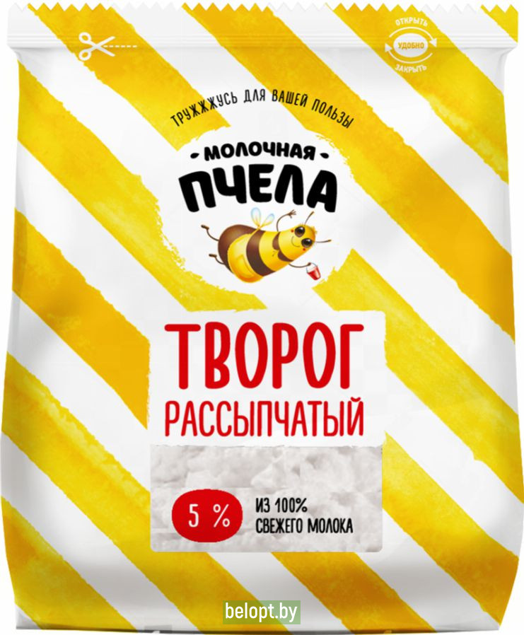 Творог рассыпчатый «Молочная пчёлка» 5%, 350 г.