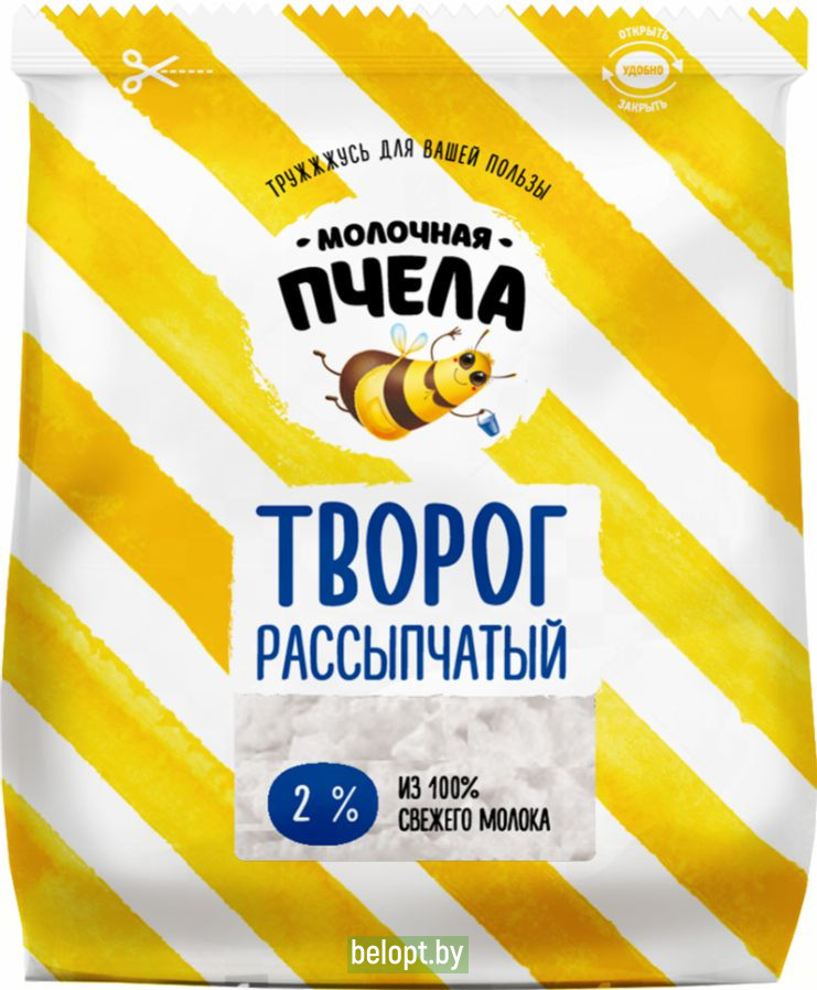 Творог рассыпчатый «Молочная пчёлка» 2%, 350 г.