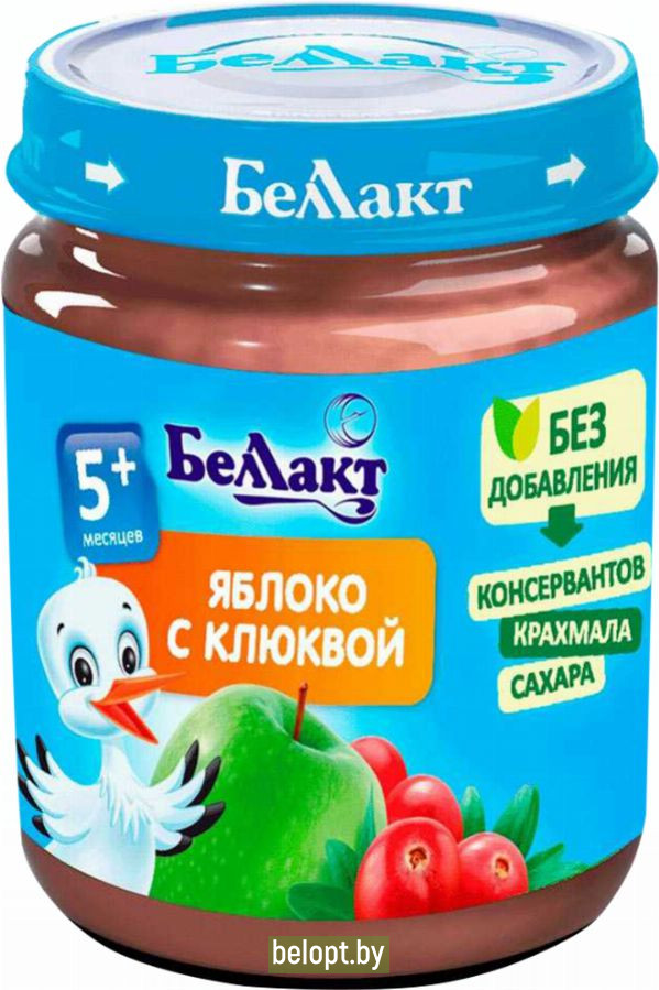 Пюре «Беллакт» из яблок и клюквы, 100 г.