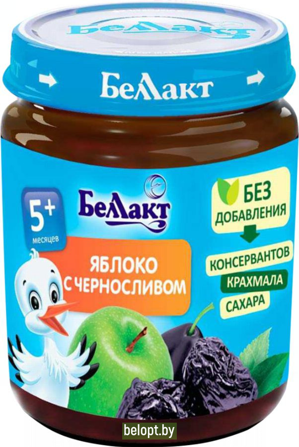 Пюре «Беллакт» из яблок и чернослива, 100 г.