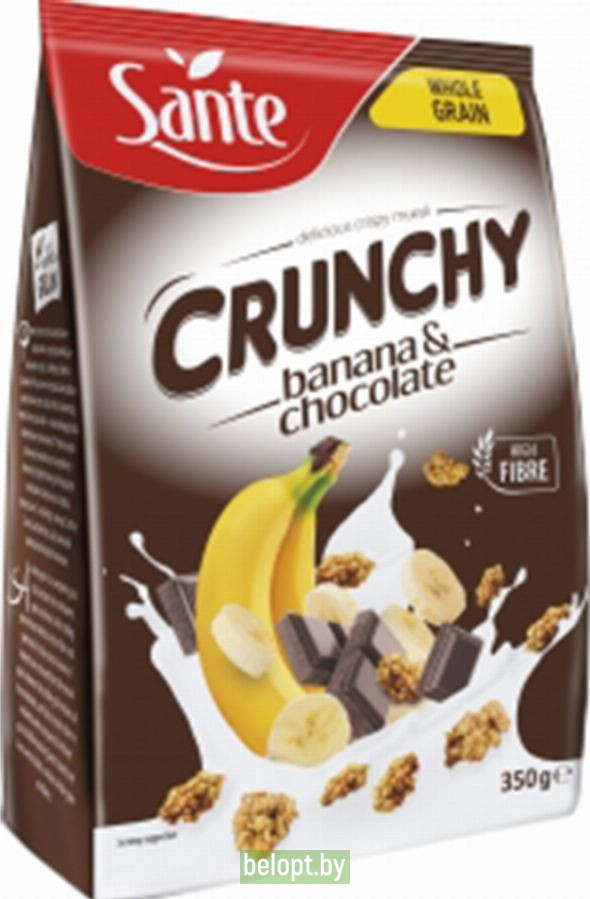 Овсяные хлопья «Crunchy» с бананом и шоколадом, 350 г.