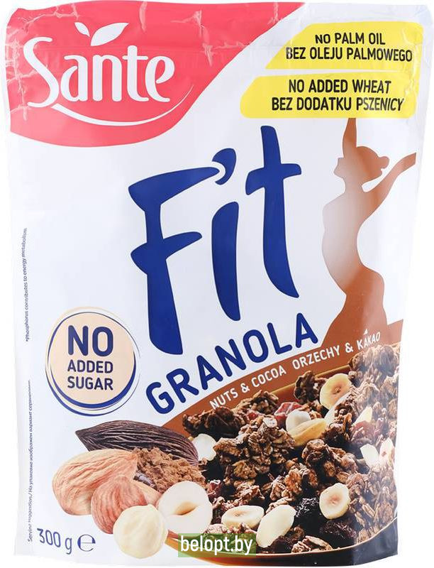 Хлопья «Sante Granola Fit» с орехами и какао, 300 г.