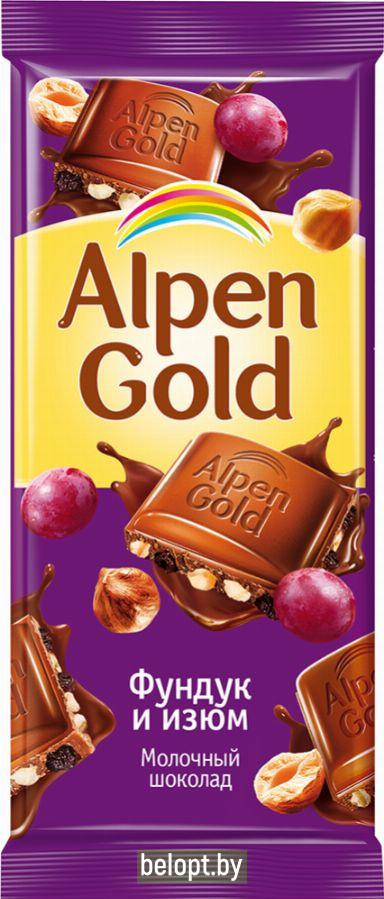 Шоколад «Alpen Gold» фундук и изюм, 90 г.