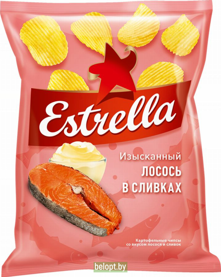 Чипсы рифленые «Estrella» лосось в сливочном соусе, 125 г.