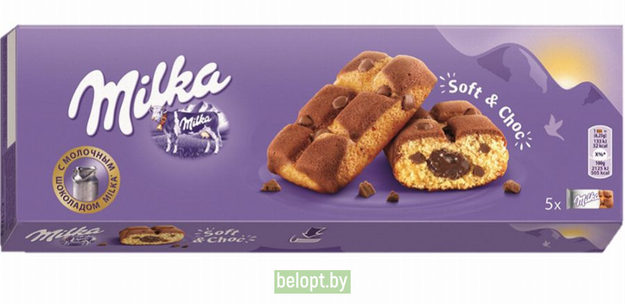 Пирожное бисквитное «Milka» с шоколадной начинкой, 175 г.